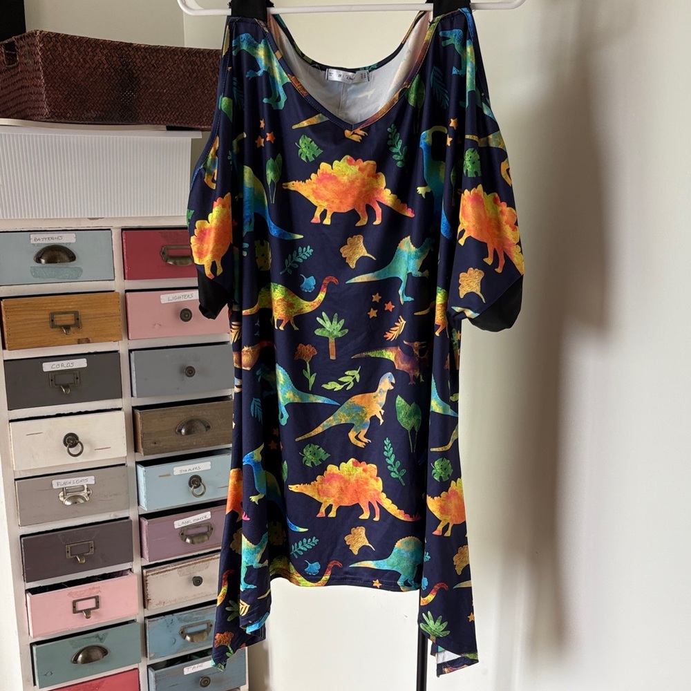 Rosegal Dinosaur Print Dress with Green and Blue Accents